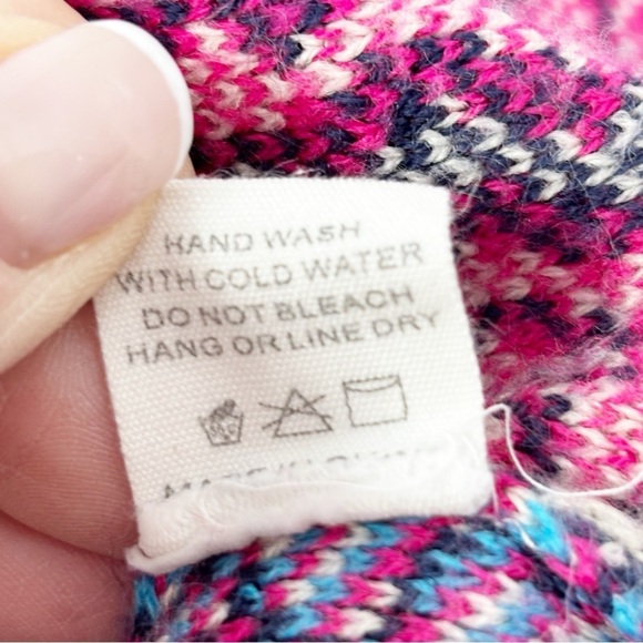 FANTASTIC FAWN Women’s Ivory Blue Pink Open Waterfall Cardigan Aztec Boho Sz M - Picture 9 of 9